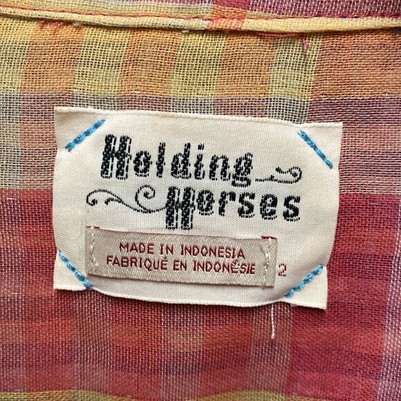 Anthropologie Holding Horses Plaid Button Down Shirt Size 2 - Picture 2 of 7